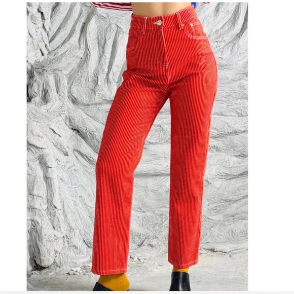 Fashion Brand Company Red Railroad Striped Denim - Picture 2 of 12